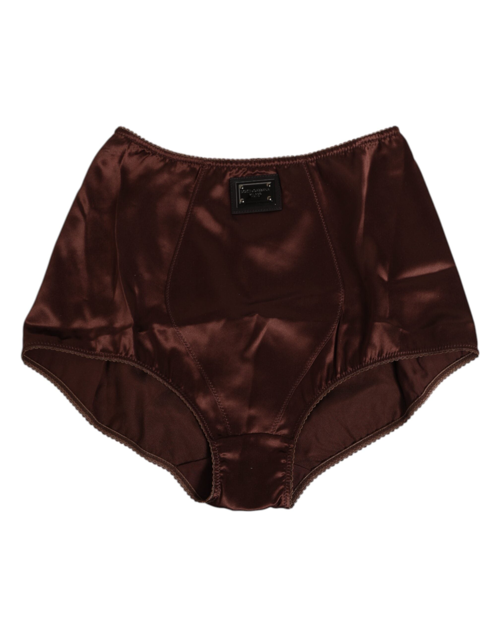 Brown Silk Stretch High Waist Girdle Underwear