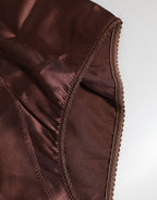 Brown Silk Stretch High Waist Girdle Underwear