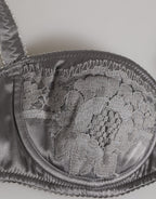 Gray Silk Underwired Balconette Bra Underwear