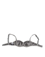 Gray Silk Underwired Balconette Bra Underwear