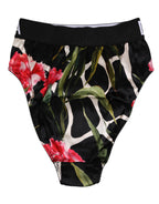 Black Floral Print High Waist Panty Underwear