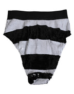 Black White Sequin High Waist Panty Underwear