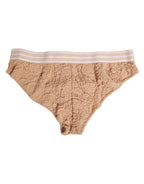Beige Lace Nylon High Waist Panty Underwear