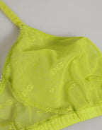 Yellow Green Nylon Soft Cup Brassiere  Underwear
