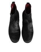 Black Leather Fur Men CHELSEA Boots Shoes
