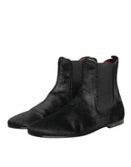Black Leather Fur Men CHELSEA Boots Shoes