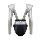 Gray Viscose One-Piece Swimsuit