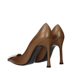 Brown Leather High Heel Pumps