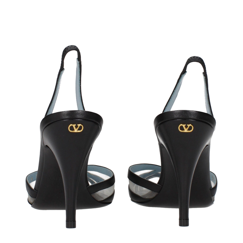 Black Leather High Heel Pumps