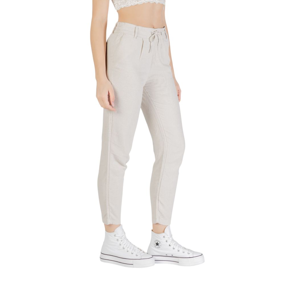 Beige Linen Casual Pants