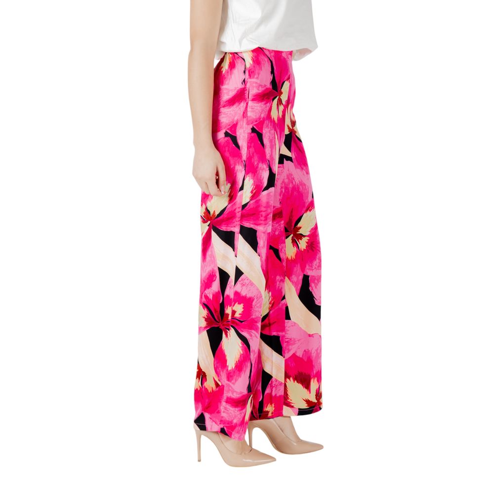 Pink Viscose Casual Pants