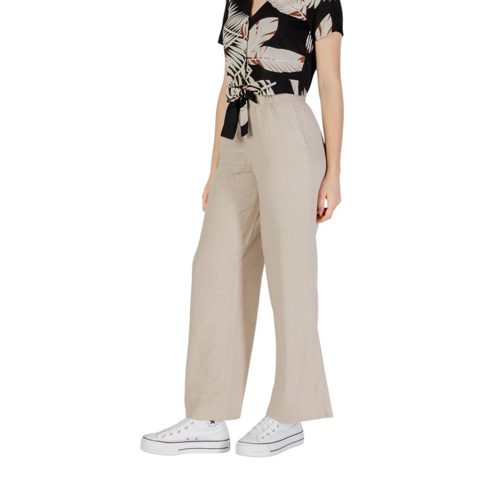 Beige Linen Casual Pants