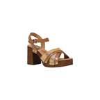 Beige Leather Platform Sandals