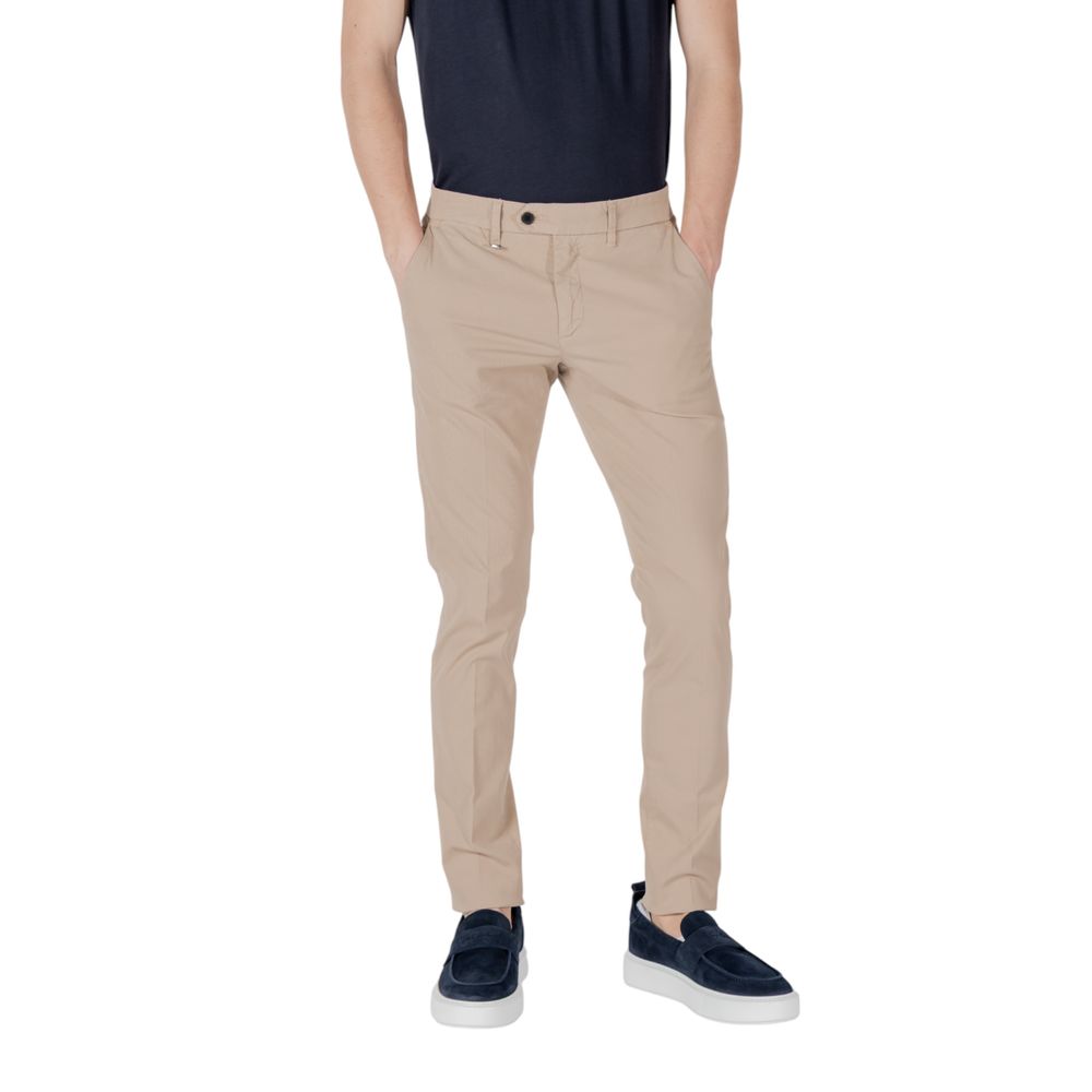 Beige Cotton Skinny Pants