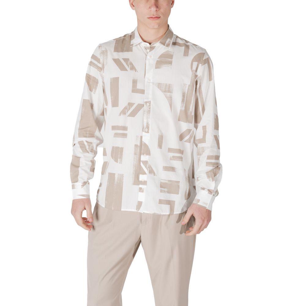 Beige Viscose Pattern Shirt