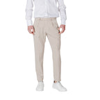 Beige Polyester Casual Pants