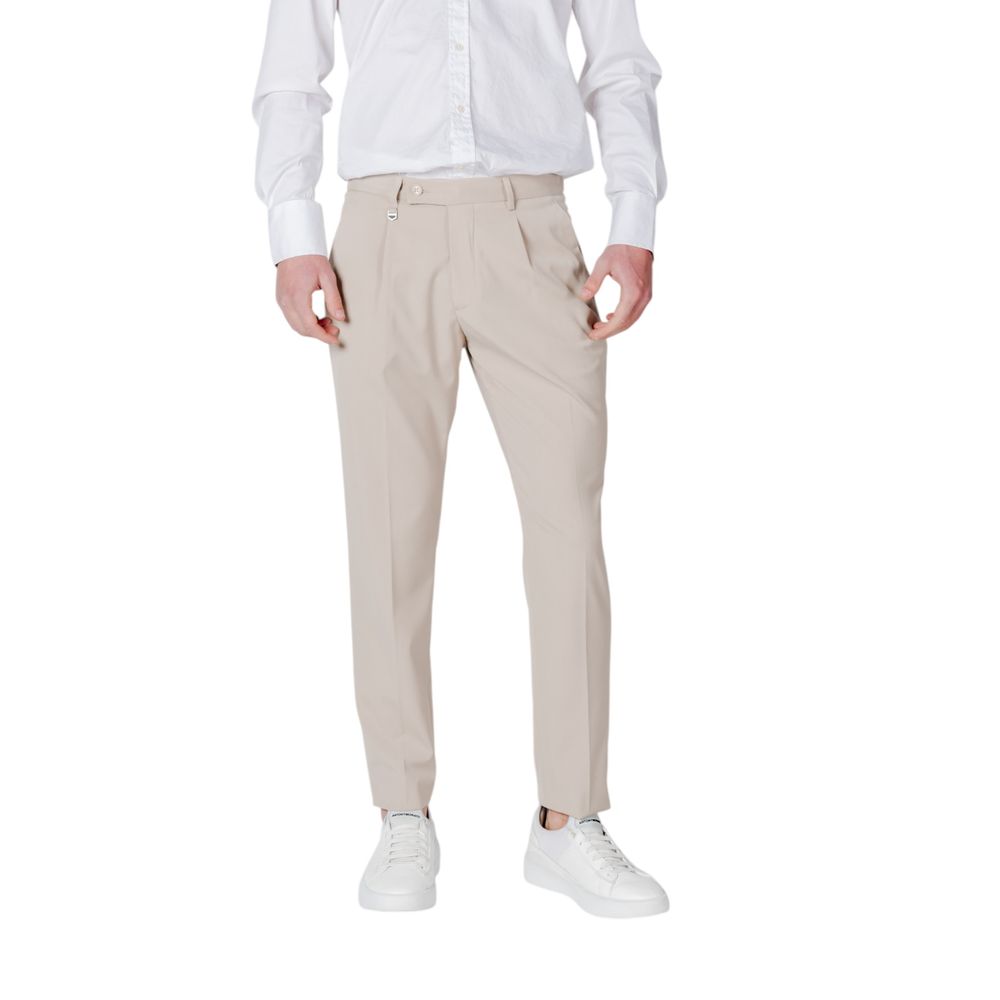 Beige Polyester Casual Pants