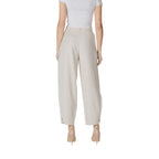 Beige Viscose Casual Pants