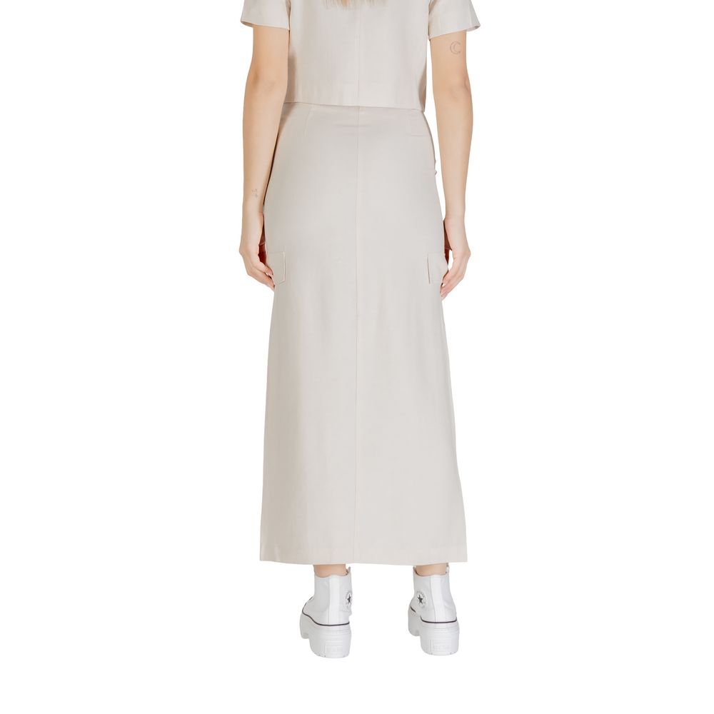 Beige Viscose Long Skirt