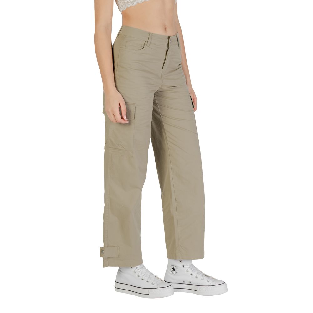 Beige Cotton Cargo Pants