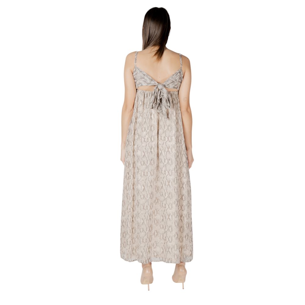 Beige Recycled Polyester Long Dress