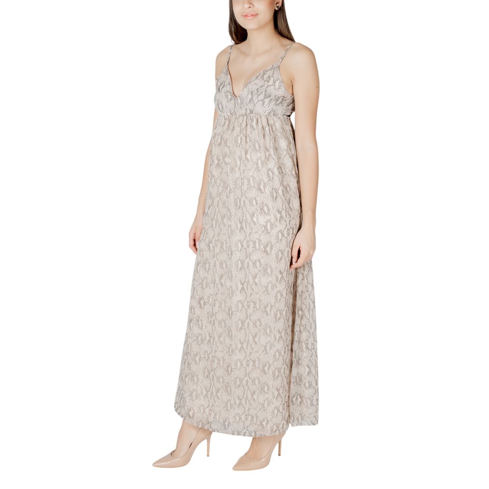 Beige Recycled Polyester Long Dress