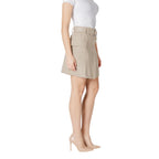 Beige Cotton Mini Skirt