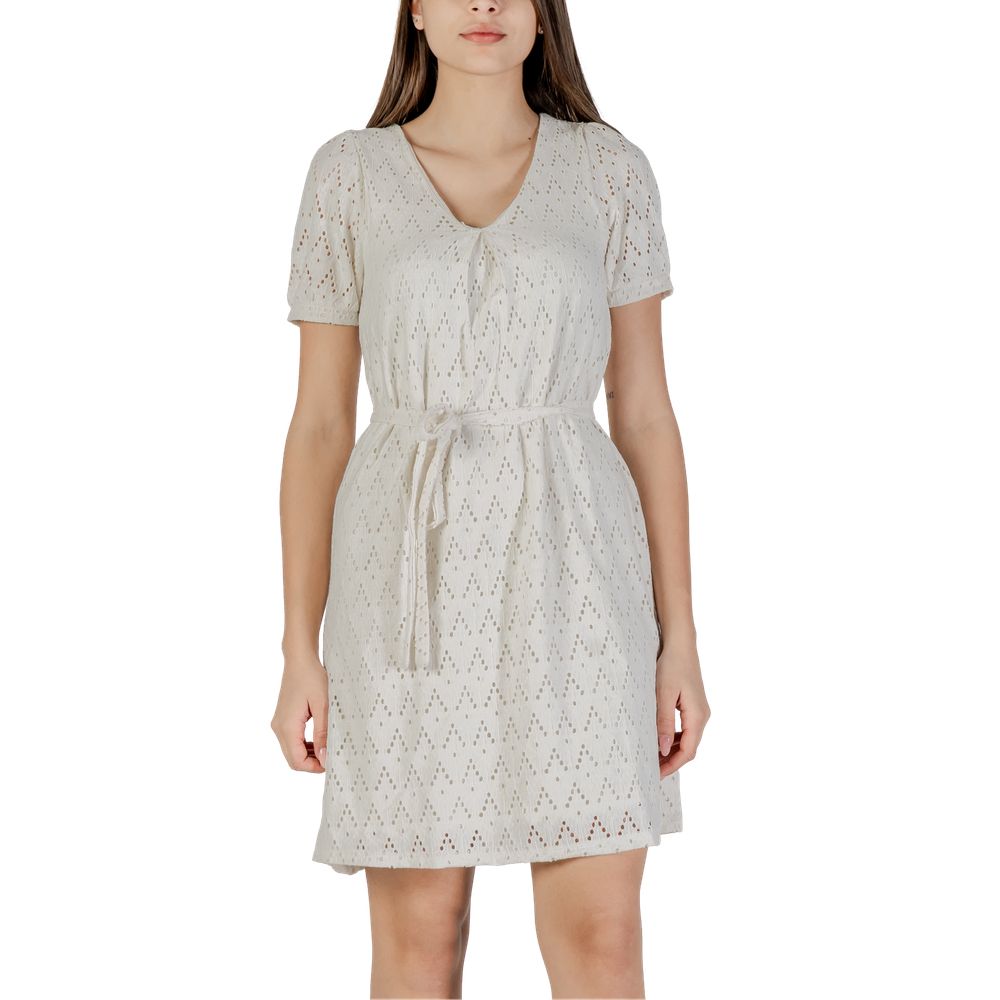 Beige Recycled Polyester Short Dress
