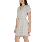 Beige Recycled Polyester Short Dress