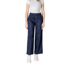 Blue Cotton Casual Pants