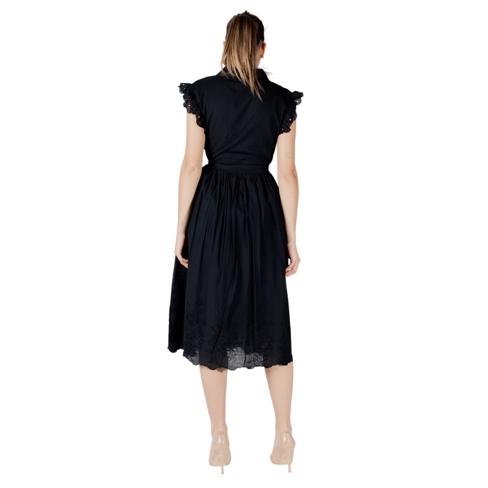 Black Cotton Midi Dress