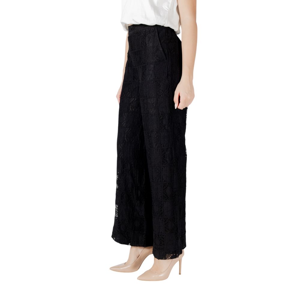 Black Cotton Casual Pants
