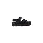 Black Leather Flat Sandals
