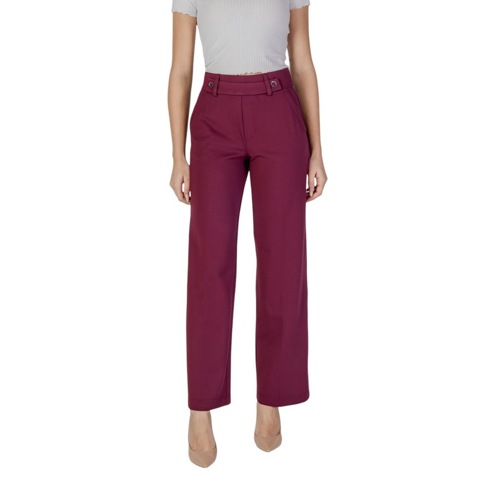 Purple Viscose Casual Pants