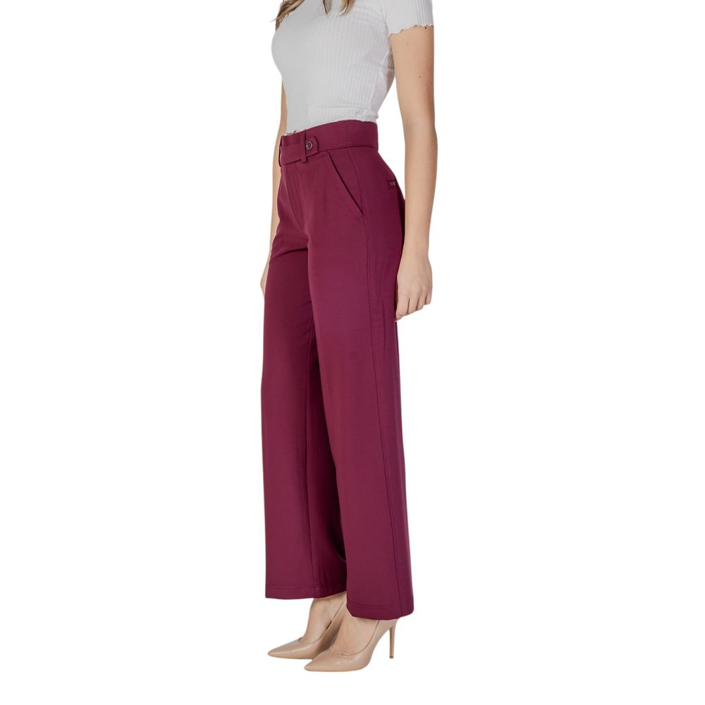 Purple Viscose Casual Pants