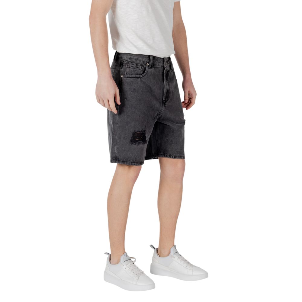Black Cotton Bermuda Shorts