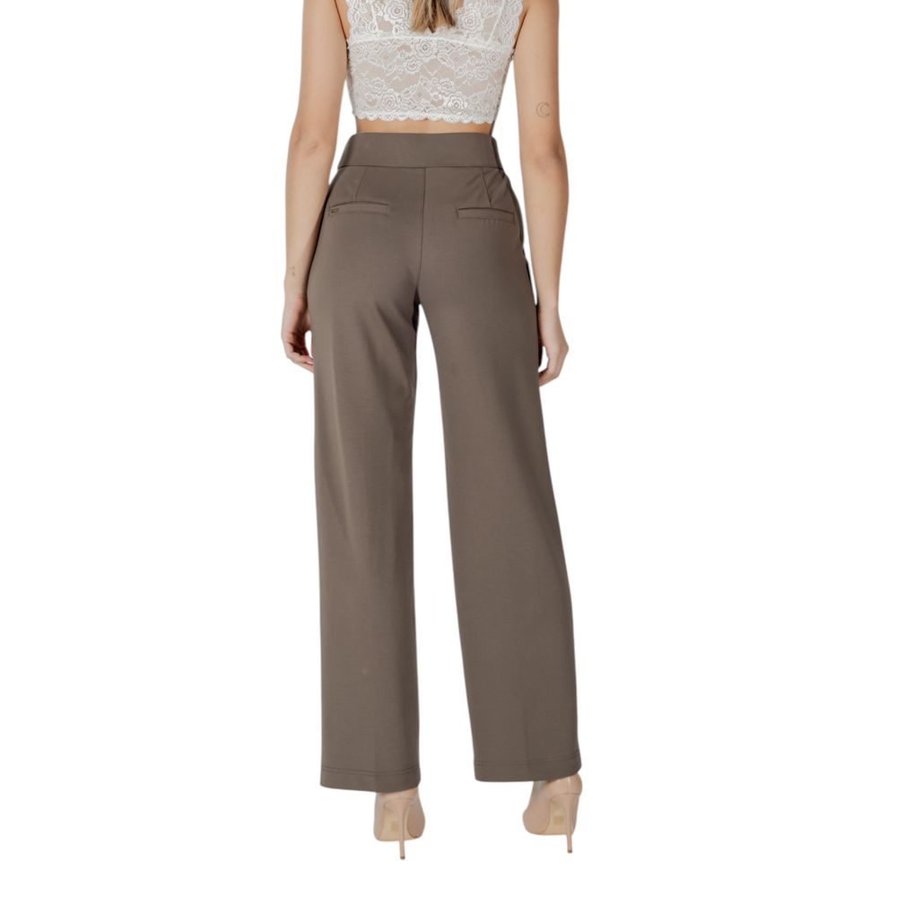 Brown Viscose Casual Pants