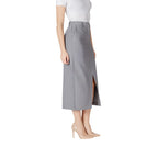 Gray Polyester Long Skirt