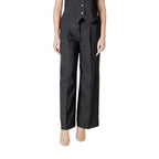 Black Polyester Casual Pants