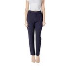 Blue Viscose Casual Pants