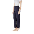 Blue Viscose Casual Pants