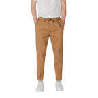 Brown Cotton Casual Pants