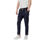 Blue Cotton Casual Pants