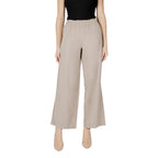 Beige Viscose Casual Pants