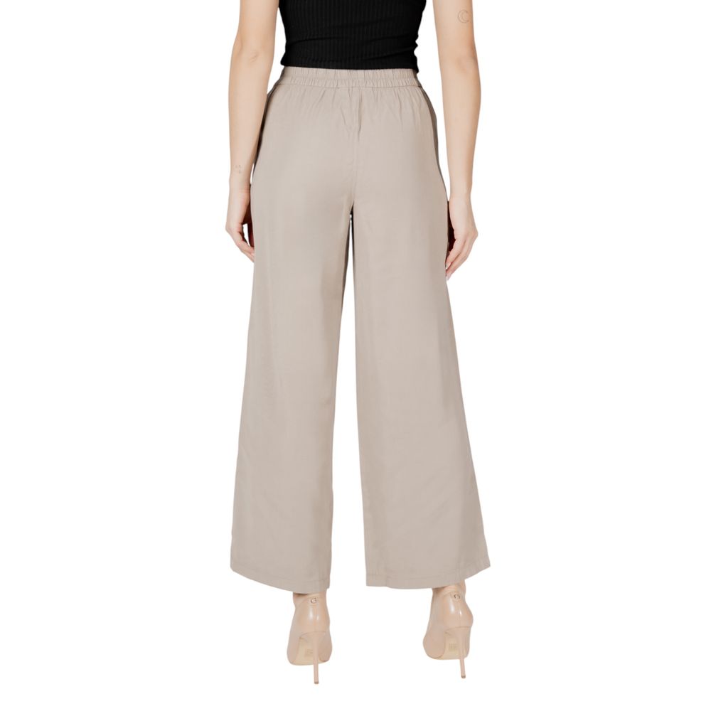 Beige Viscose Casual Pants