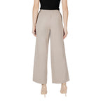 Beige Viscose Casual Pants