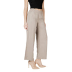 Beige Viscose Casual Pants