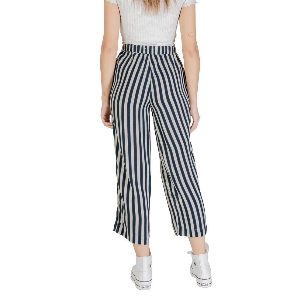 Blue Viscose Cropped Pants