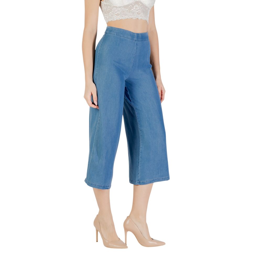 Blue Lyocell Cropped Pants