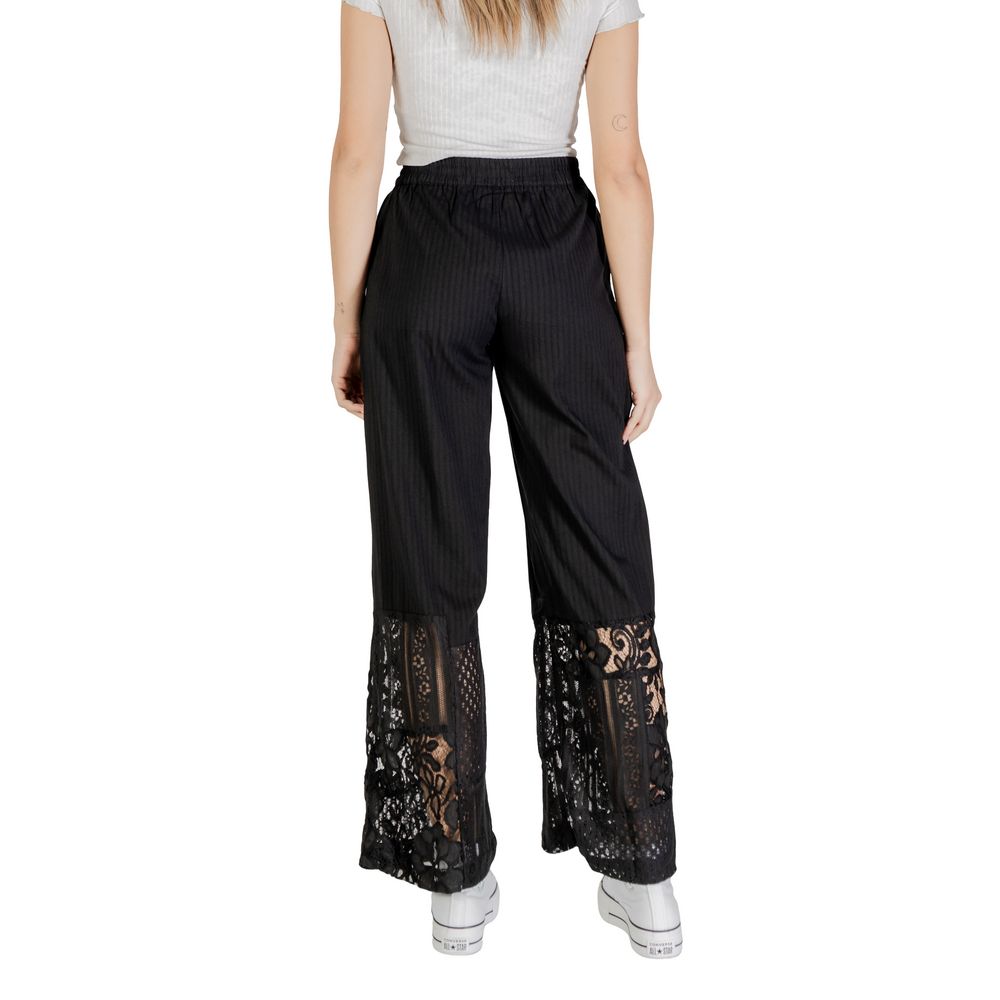 Black Cotton Casual Pants